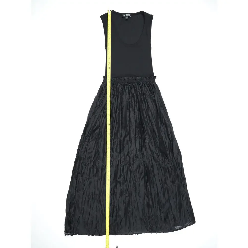 J.Crew Black Mixed Media Ribbed Tank Maxi Dress XXS Cotton Capsule Quiet Luxury